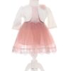 Rochie roz pudrat cu bolero si bentita pentru botez, satin, 3 piese, Recostore, REC1897 - imagine 7