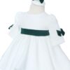 Rochita alba cu fundite verzi pentru botez de fete, botosei si bentita, Recostore®, REC3040 - imagine 2