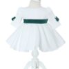 Rochita alba cu fundite verzi pentru botez de fete, botosei si bentita, Recostore®, REC3040 - imagine 3