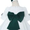 Rochita alba cu fundite verzi pentru botez de fete, botosei si bentita, Recostore®, REC3040 - imagine 5