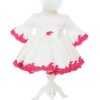 Rochita alba cu maneci tip clopot si dantela ciclame pentru botez de fete, 2 piese, Recostore®, REC2523 - imagine 6