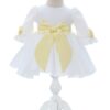 Rochita cu fundita in talie pentru botez, alb-galben, 2 piese, Recostore®, REC3054 - imagine 2