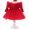 Rochita cu pantofiori si bentita de culoare rosie pentru botez de fetite, 3 piese, Recostore®, REC2443 - imagine 7