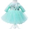 Rochita eleganta pentru botez cu dantela aplicata, verde menta, REC1627 - imagine 6