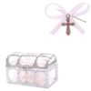 Set 10 marturii, cruciulite biserica din metal cu bolduri si cufar, funda roz deschis, REC1968/31 - imagine 4