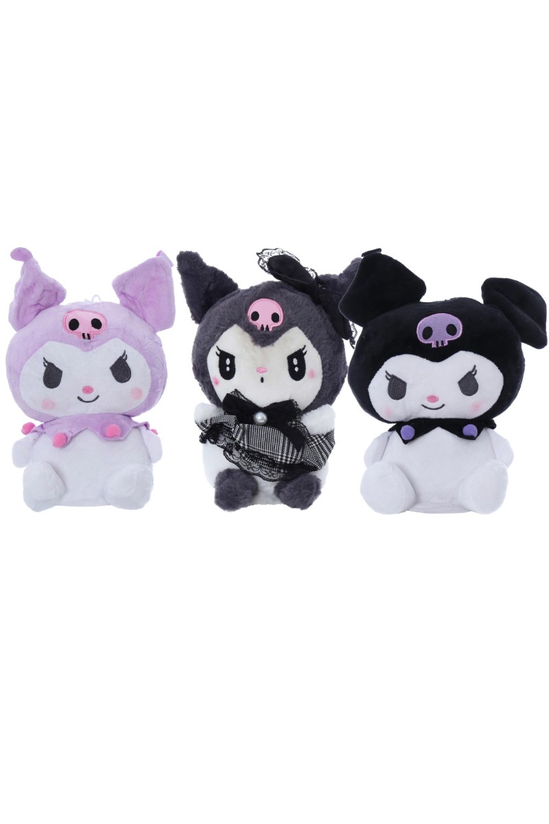 Set 3 jucarii de plus pisica Kuromi, dimensiune 25 cm, REC2999 - imagine 2