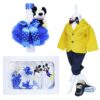 Set complet pentru botez, lumanare cu tulle albastru electric si Mickey Mouse de plus, trusou compus din 7 piese brodat cu Mickey Mouse, costum galben format din 5 piese si pantofiori, REC1263 - imagine 9
