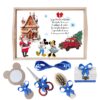 Set tava pentru taiere mot la baieti, model Christmas, albastru electric, 6 piese, 35x20 cm, Recostore®, REC1967/201 - imagine 4
