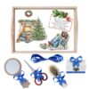 Set tava pentru taiere mot la baieti, model Craciun, albastru, 6 piese, 35x20 cm, Recostore®, REC1967/196 - imagine 4