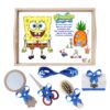 Set tava pentru taiere mot la baieti, model SponceBob, albastru electric, 6 piese, 35x20 cm, Recostore®, REC1967/190 - imagine 4