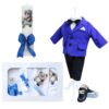 Set trusou complet pentru botez de baieti, albastru electric, model Ursulet, 14 piese, Costum, Lumanare cu Ursulet, trusou brodat si pantofiori, Recostore®, REC2571 - imagine 13