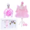 Set trusou complet pentru botez de fete, 11 piese, rochita roz, lumanare cu Minnie Mouse, trusou brodat cu Minnie Mouse, Recostore®, REC2462 - imagine 13