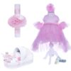 Set trusou complet pentru botez de fete, lumanare roz cu fluturi, rochita roz cu trena, trusou "azi m-am crestinat" si pantofiori, 10 piese, Recostore, REC1778 - imagine 9
