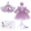 Set trusou complet pentru botez de fete, lumanare roz pudrat cu Minnie Mouse, rochita roz pudrat cu pene, trusou "cu drag de la nasi" si pantofiori, 10 piese, Recostore, REC1780 - imagine 9