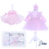 Set trusou complet pentru botez de fete, lumanare roz, rochita roz cu pene, trusou "cu drag de la nasi" si pantofiori, 10 piese, Recostore, REC1786 - imagine 9