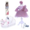 Set trusou complet pentru botez de fete model Zana, 10 piese, Rochita, lumanare cu zana, trusou tip landou brodat si pantofiori, Recostore®, REC2494 - imagine 10