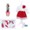 Set trusou complet pentru botez de fete, rosu, model Minnie Mouse, 12 piese, Rochita, lumanare cu Minnie, trusou brodat si pantofiori, Recostore®, REC2502 - imagine 9