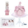 Set trusou complet pentru botez de fete, roz pudrat, model cu Balerina, 11 piese, Rochita, Lumanare cu balerina, trusou Brodat si pantofiori, Recostore®, REC2578 - imagine 11