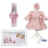 Set trusou complet pentru botez de fete, Roz pudrat, model Safari, 11 piese, Rochita, Lumanare cu Safari, trusou brodat si pantofiori, Recostore®, REC2569 - imagine 12