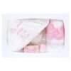 Trusou alb-roz pentru botez, compus din prosop bebe, prosop preot, panza mir, sapun, fasa, sticluta mir, cutiuta prima suvita, 7 piese, REC1420 - imagine 4