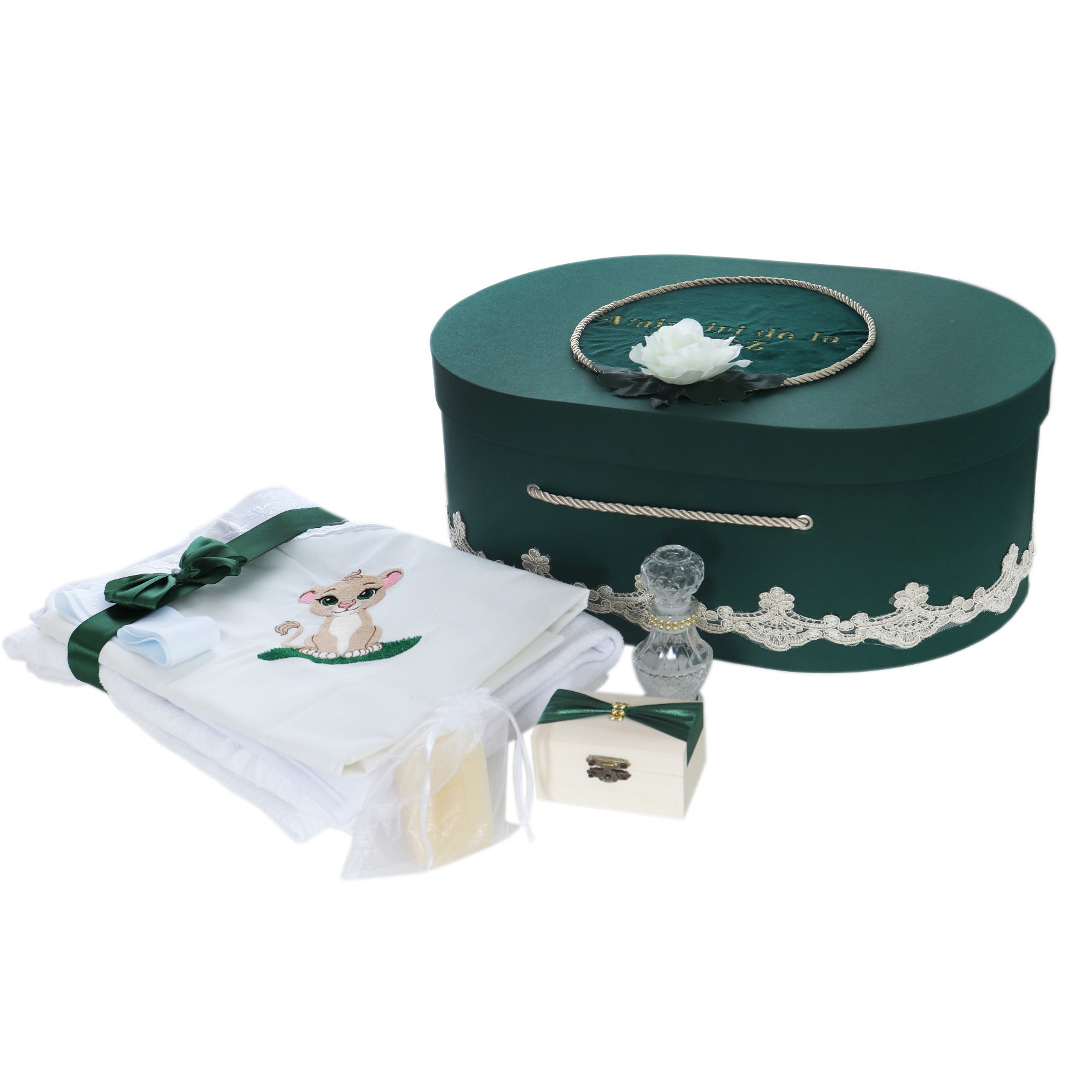 Trusou botez baieti 9 piese, Model Simba, verde, Recostore®, REC3017 - imagine 9