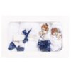 Trusou botez brodat cu ingeras, alb-bleumarin, 7 piese, Recostore, REC1758 - imagine 4