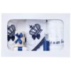 Trusou brodat cu coroana de print pentru botez de baieti, 7 piese, bleumarin, Recostore®, REC2234 - imagine 5