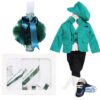 Trusou complet pentru botez baieti, costum verde menta, trusou imprimat cu ingeras, lumanare cu "Radacini si aripi de la parinti", pantofiori, verde, 13 piese, Recostore®, REC2136 - imagine 14