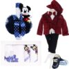 Trusou complet pentru botez baieti, sacou din catifea, trusou brodat, lumanare Mickey Mouse si pantofiori, visiniu, 14 piese, Recostore®, REC2113 - imagine 10
