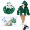 Trusou complet pentru botez baieti, sacou verde din catifea, trusou brodat cu drag de la nasi, lumanare glob cu ursuleti de plus si pantofiori, verde, 14 piese, Recostore®, REC2122 - imagine 11