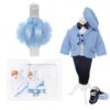 Trusou complet pentru botez de baieti, model cu ingeras, trusou imprimat, lumanare cu "Radacini si aripi de la parinti", costum si pantofiori, bleu, 13 piese, Recostore®, REC2646 - imagine 13