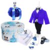 Trusou complet pentru botez de baieti personalizat cu Mickey Mouse, lumanare cu Mickey Mouse, costum si pantofiori, albastru electric, 15 piese, Recostore®, REC2701 - imagine 10