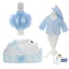 Trusou complet pentru botez de baieti, trusou simplu, lumanare cu "Radacini si aripi de la parinti", costum si pantofiori, bleu, 15 piese, Recostore®, REC2650 - imagine 13