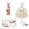 Trusou complet pentru botez de fete personalizat cu Caprioara Bambi, trusou brodat, lumanare, rochita si pantofiori,11 piese,  Recostore®, REC2754 - imagine 11