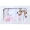 Trusou cu ursulet brodat pentru botez de fete, 7 piese, roz, Recostore®, REC2193 - imagine 4