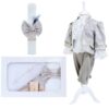 Trusou Micul Printisor pentru botez de baieti, costum crem, lumanare cu papion, trusou brodat "Azi m-am crestinat", 13 piese, Recostore®, REC2299 - imagine 11