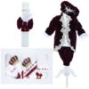 Trusou Micul Printisor pentru botez de baieti, costum visiniu, lumanare cu papion, 12 piese, Recostore®, REC2300 - imagine 12