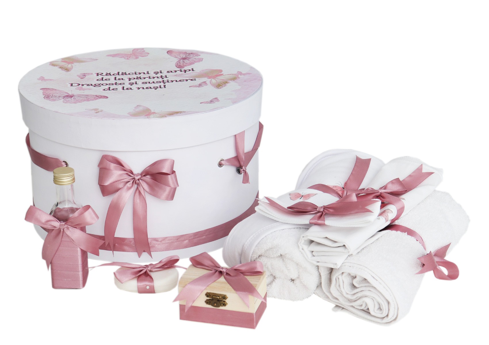 Rochita alba cu maneci tip clopot si dantela ciclame pentru botez de fete, 2 piese, Recostore®, REC2523 - imagine 5