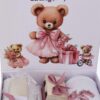 Trusou pentru botez de fete, 8 piese, Model cu Ursulet, roz pudrat, Recostore®, REC3080 - imagine 5