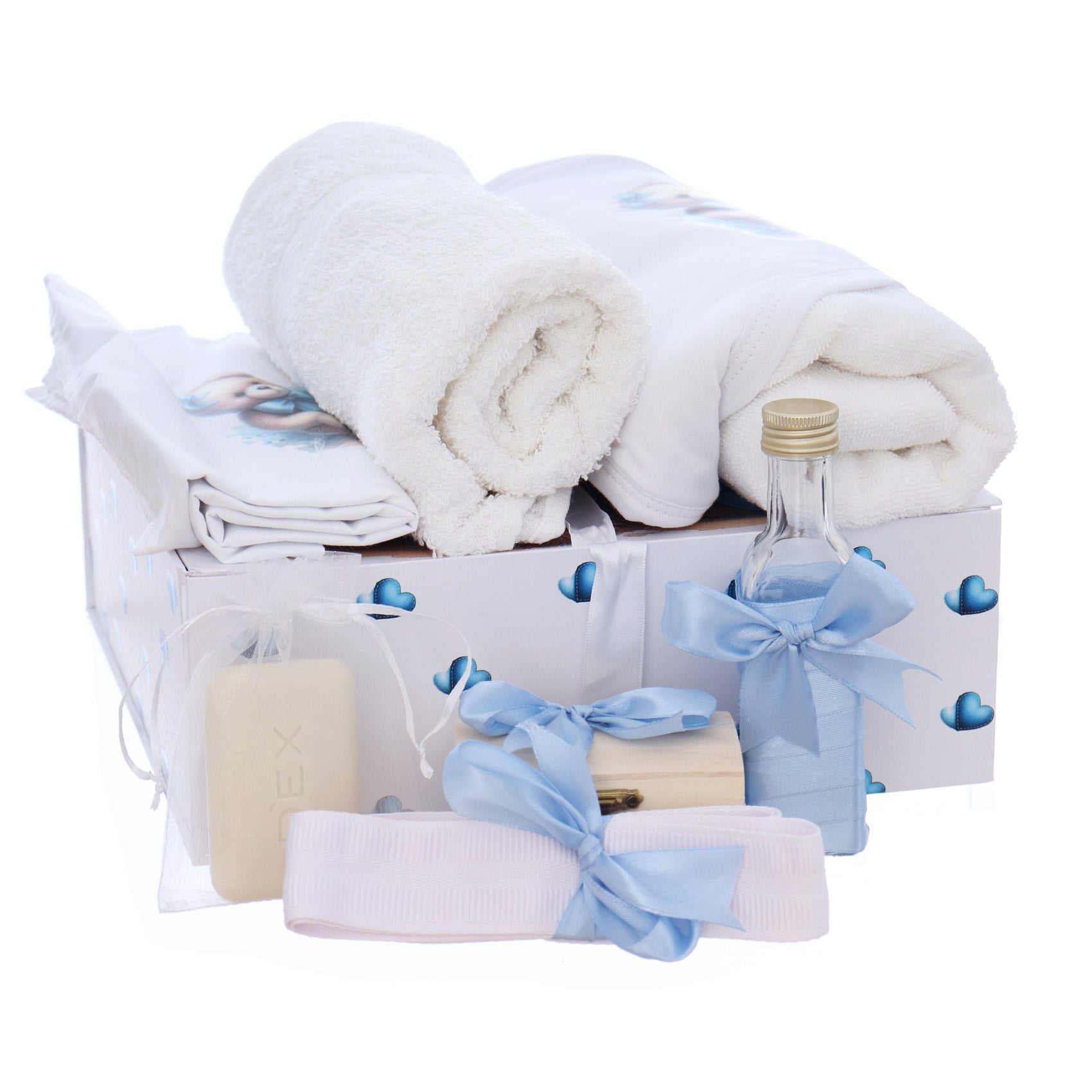 Trusou pentru botez de baieti, 8 piese, Model Tip Ursulet, bleu deschis, Recostore®, REC3083 - imagine 4