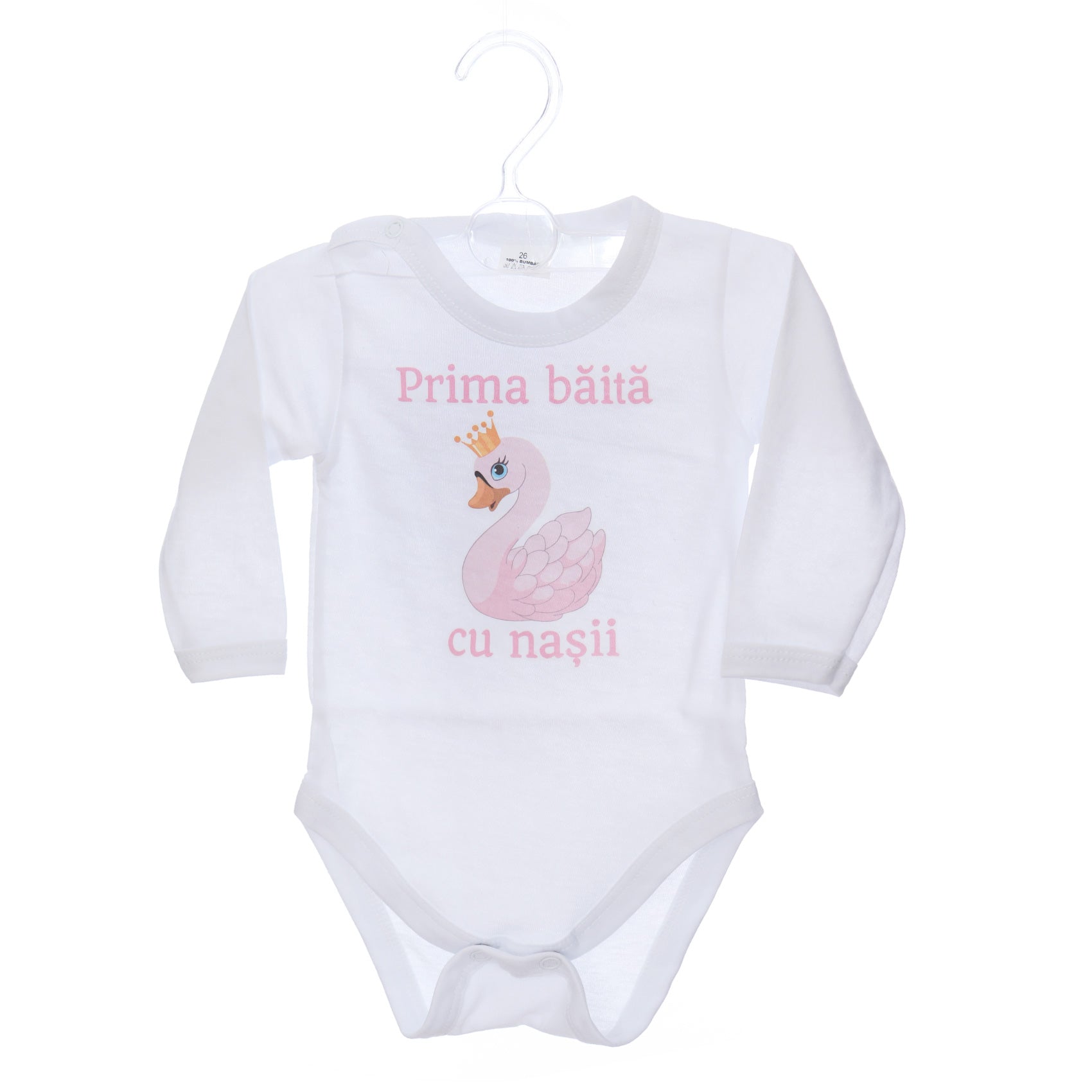 Set pentru prima baita cu nasii, halat, prosop si body, Model cu Lebada, REC3102 - imagine 3