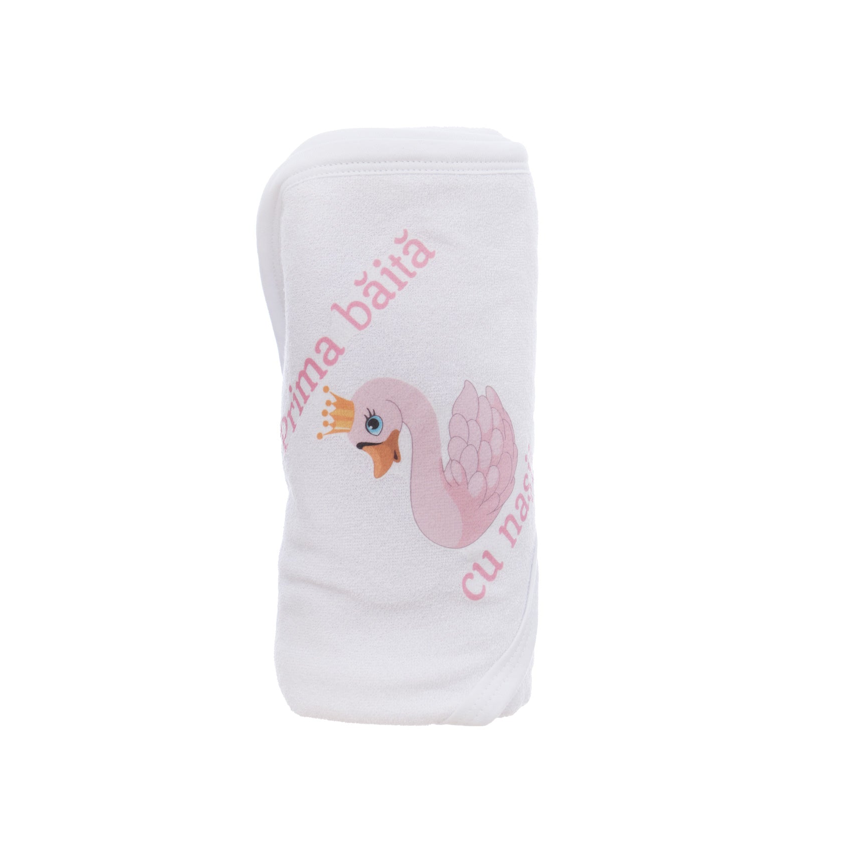 Set pentru prima baita cu nasii, halat, prosop si body, Model cu Lebada, REC3102 - imagine 4