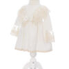 Rochie alba, pentru botez, 2 piese, rochie si bentita, REC3062 - imagine 3