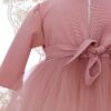 Rochie roz pudrat, pentru botez, 2 piese, rochie si bentita, REC3063 - imagine 5
