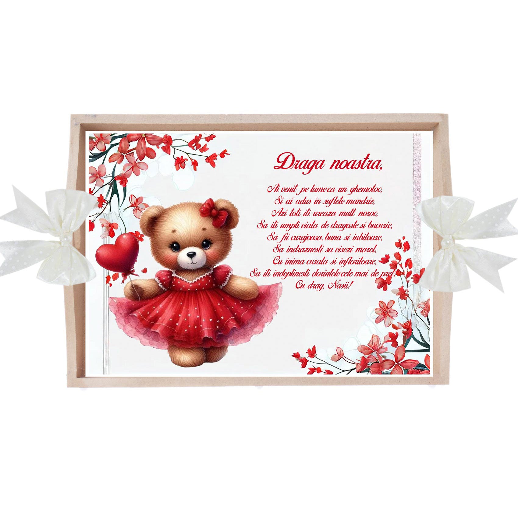 Set tavita pentru taiere mot/turta, model cu Ursulet, ivoire, 6 piese, 35x20 cm, REC1967/356 - imagine 2