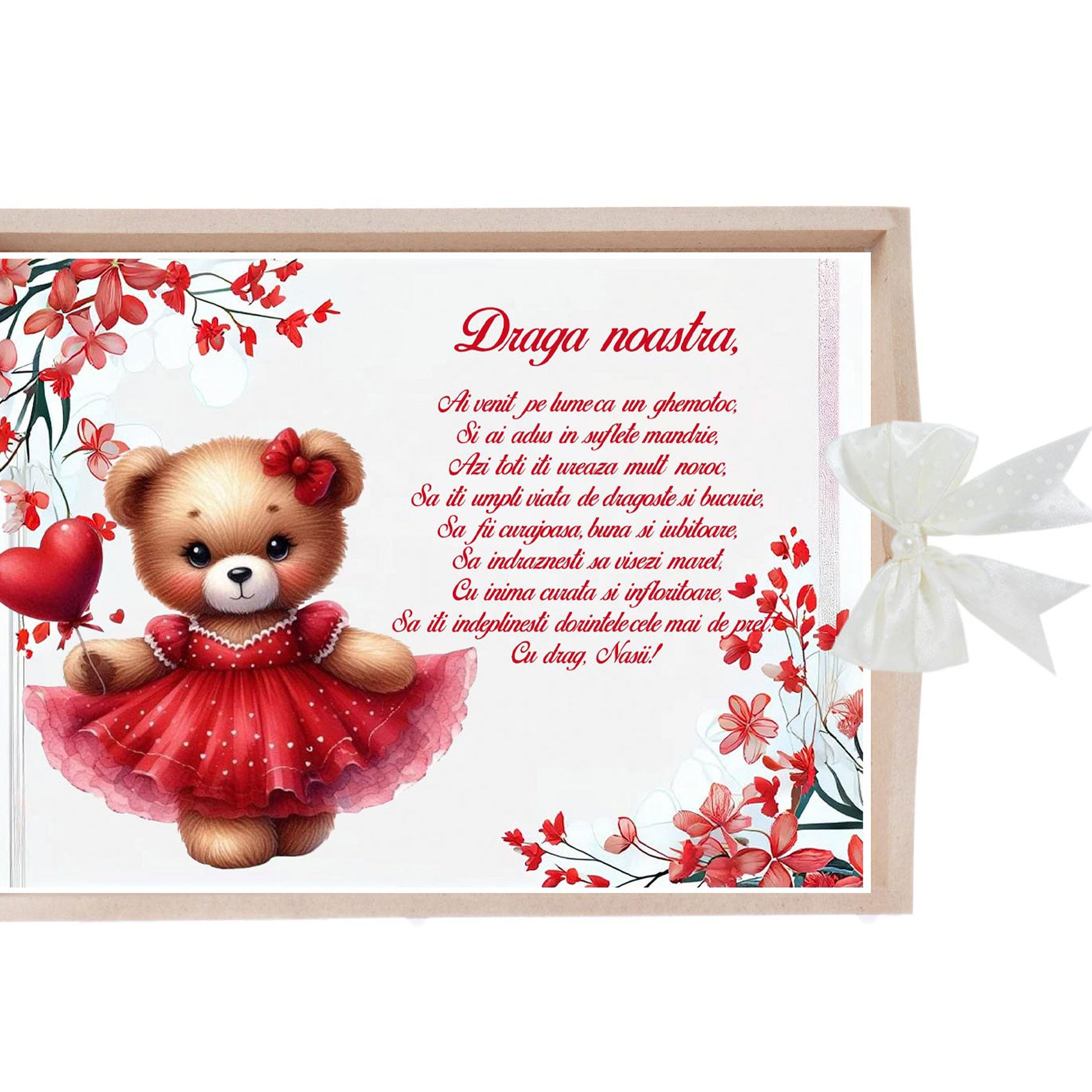 Set tavita pentru taiere mot/turta, model cu Ursulet, ivoire, 6 piese, 35x20 cm, REC1967/356 - imagine 3