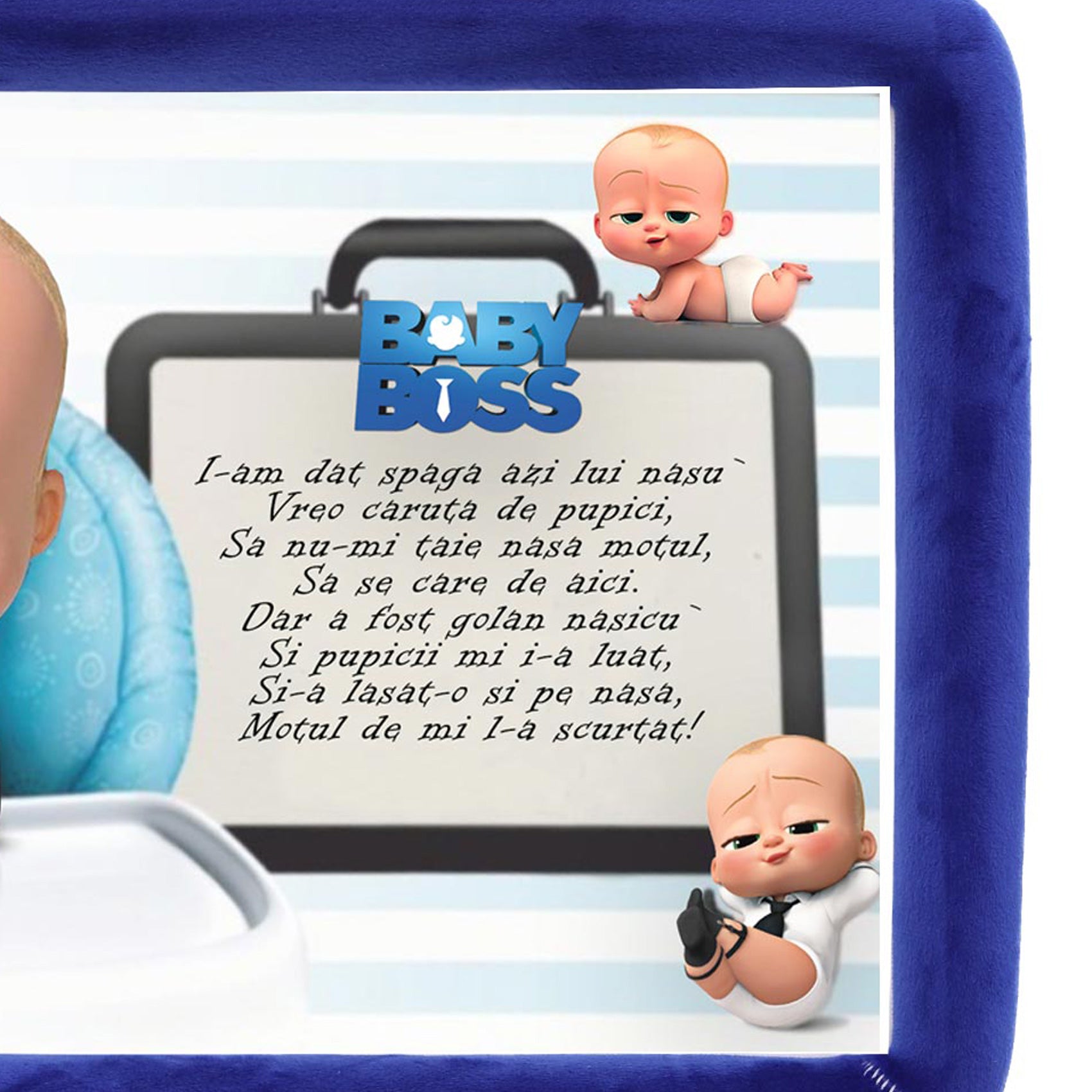 Tavita mot aniversare 1 an la baieti, Bebe Boss, catifea albastruelectric, 7 piese, 34x25 cm, REC5011/8 - imagine 2