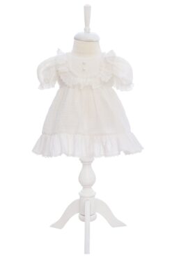 Rochie din muselina pentru fetite, alba, REC3266