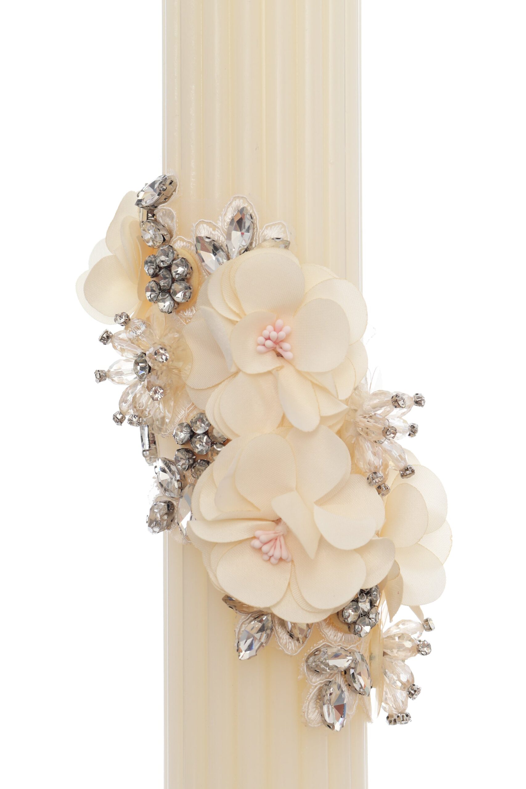 Lumanare botez cu detalii florale, 35x6 cm, REC5001/17 - imagine 2