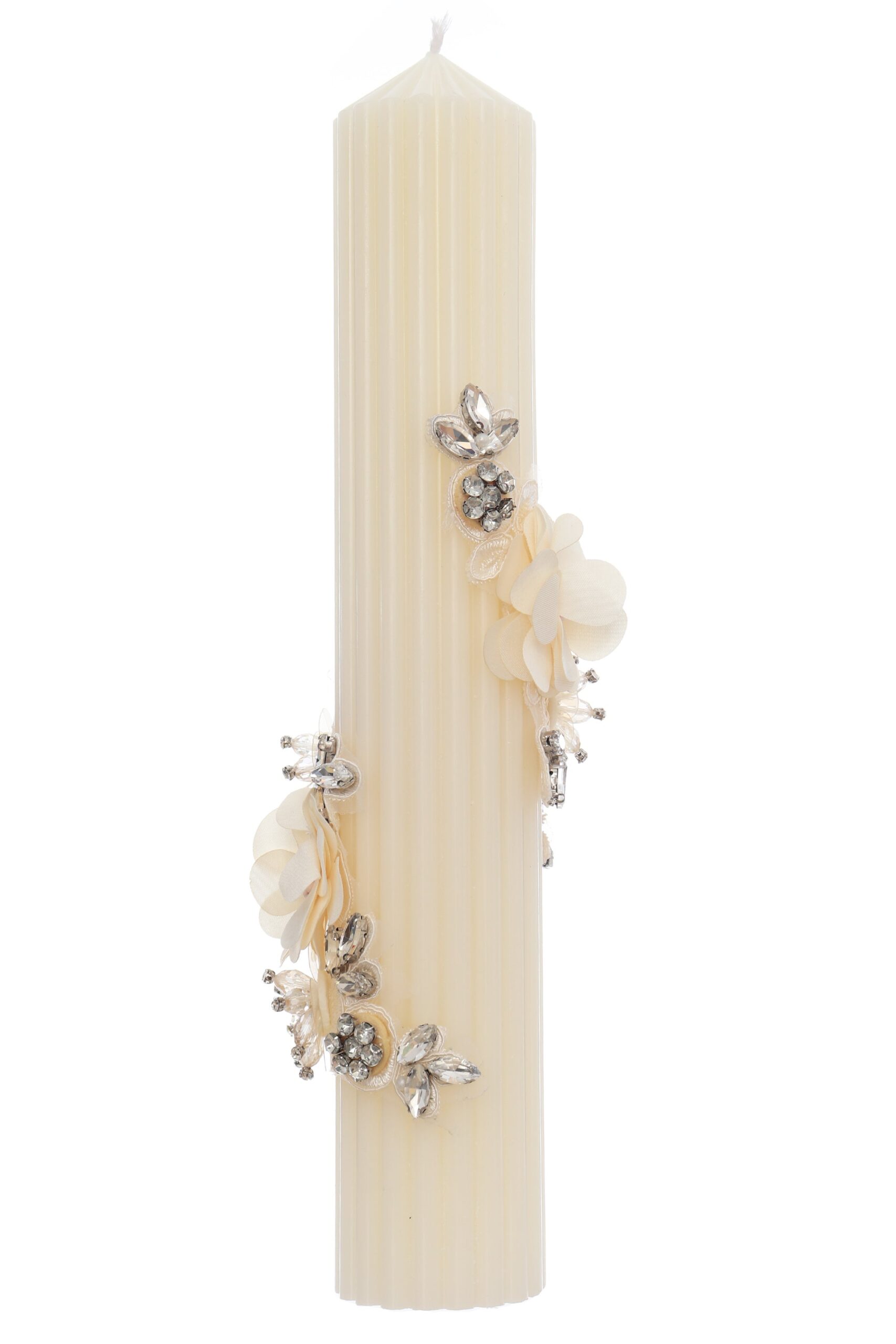 Lumanare botez cu detalii florale, 35x6 cm, REC5001/17 - imagine 3